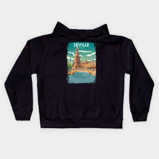 Seville Spain Vintage Minimal Retro Travel Poster Kids Hoodie